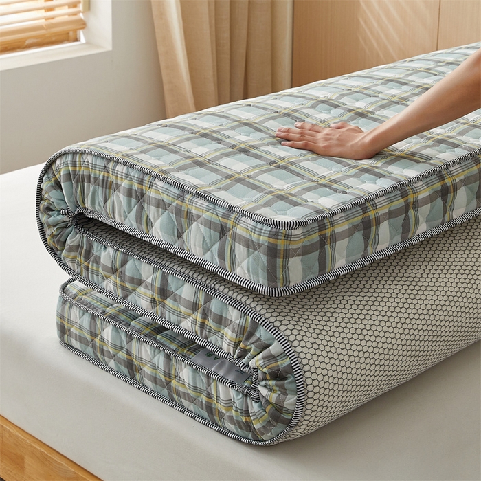 91家纺网 家纺一手货源 找家纺 美芝莱床垫 2025新款立体棉花床垫【带有买家秀】针织抗菌支撑床垫 格子绿（5.5cm）