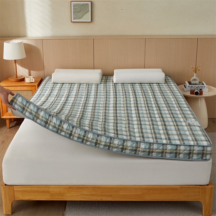 91家纺网 家纺一手货源 找家纺 美芝莱床垫 2025新款立体棉花床垫【带有买家秀】针织抗菌支撑床垫 格子绿（5.5cm）