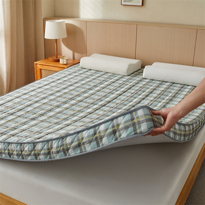 91家纺网 家纺一手货源 找家纺 美芝莱床垫 2025新款立体棉花床垫【带有买家秀】针织抗菌支撑床垫 格子绿（5.5cm）