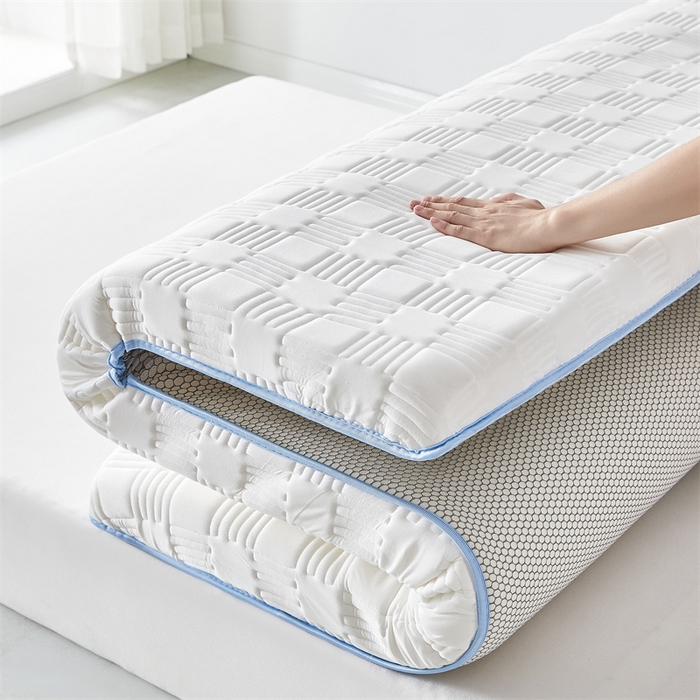 91家纺网 家纺一手货源 找家纺 美芝莱床垫 2025新款单边鹿头单边撞色床垫针织抗菌支撑床垫 单边-奶昔白（5.5cm）