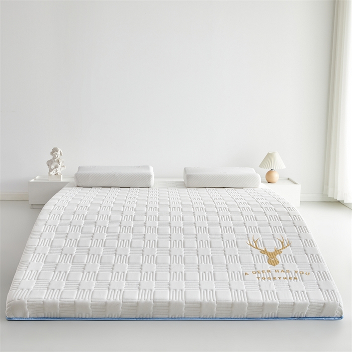 91家纺网 家纺一手货源 找家纺 美芝莱床垫 2025新款单边鹿头单边撞色床垫针织抗菌支撑床垫 单边鹿头-奶昔白（5.5cm）
