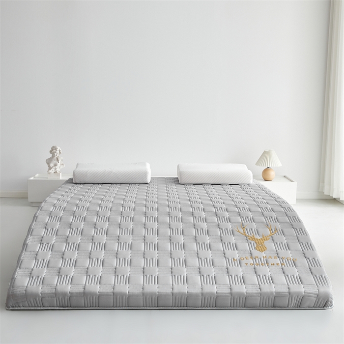 91家纺网 家纺一手货源 找家纺 美芝莱床垫 2025新款单边鹿头单边撞色床垫针织抗菌支撑床垫 单边鹿头-绅士灰（5.5cm）
