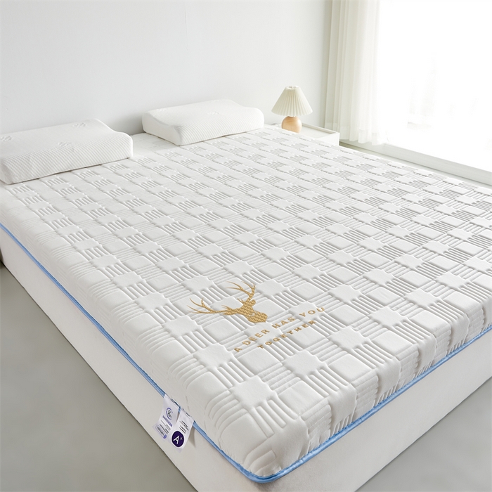 91家纺网 家纺一手货源 找家纺 美芝莱床垫 2025新款单边鹿头单边撞色床垫针织抗菌支撑床垫 单边鹿头-奶昔白（5.5cm）