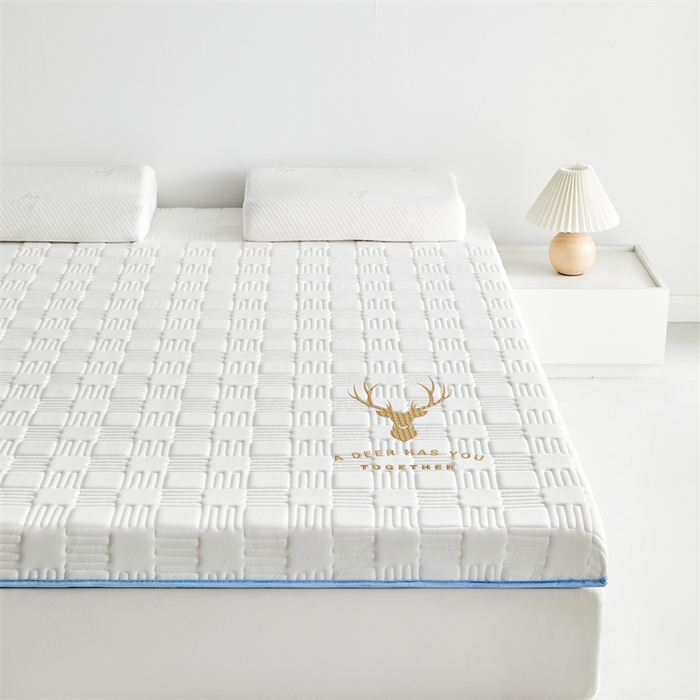 91家纺网 家纺一手货源 找家纺 美芝莱床垫 2025新款单边鹿头单边撞色床垫针织抗菌支撑床垫 单边鹿头-奶昔白（5.5cm）