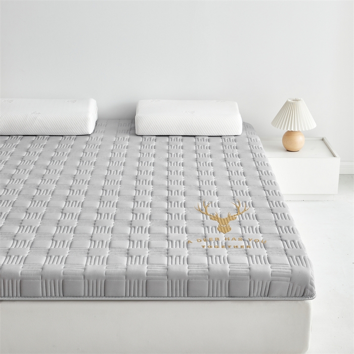 91家纺网 家纺一手货源 找家纺 美芝莱床垫 2025新款单边鹿头单边撞色床垫针织抗菌支撑床垫 单边鹿头-绅士灰（5.5cm）
