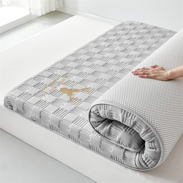 91家纺网 家纺一手货源 找家纺 美芝莱床垫 2025新款单边鹿头单边撞色床垫针织抗菌支撑床垫 单边鹿头-绅士灰（5.5cm）