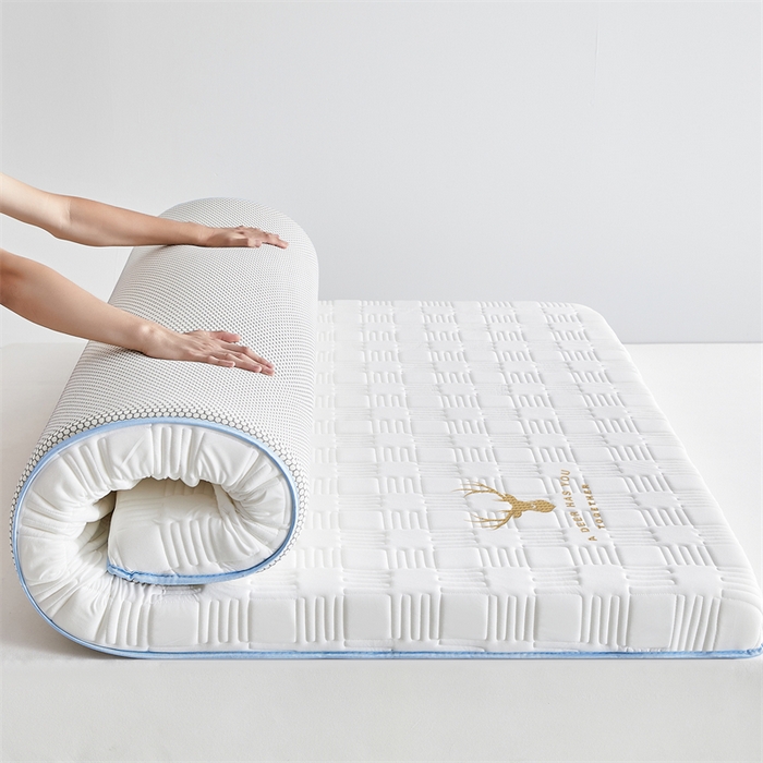 91家纺网 家纺一手货源 找家纺 美芝莱床垫 2025新款单边鹿头单边撞色床垫针织抗菌支撑床垫 单边鹿头-奶昔白（5.5cm）