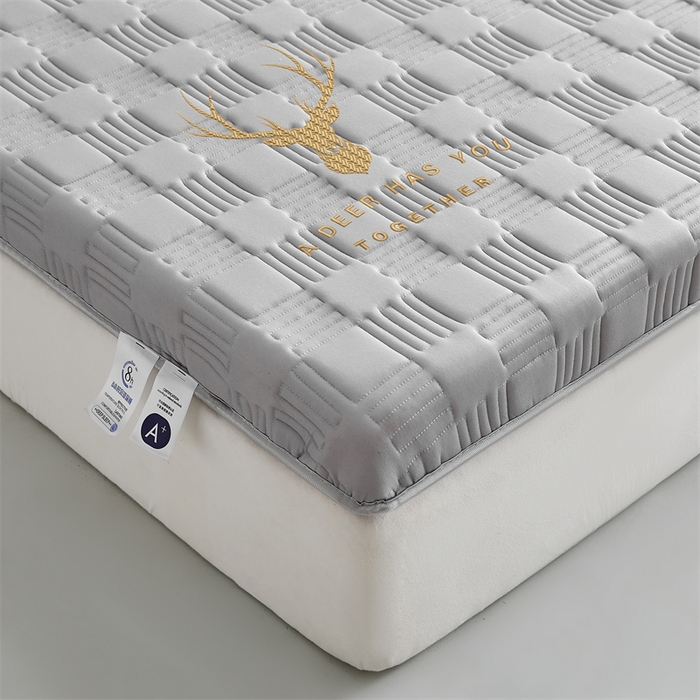 91家纺网 家纺一手货源 找家纺 美芝莱床垫 2025新款单边鹿头单边撞色床垫针织抗菌支撑床垫 单边鹿头-绅士灰（5.5cm）