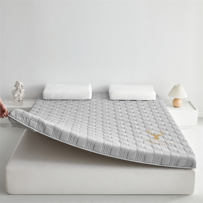 91家纺网 家纺一手货源 找家纺 美芝莱床垫 2025新款单边鹿头单边撞色床垫针织抗菌支撑床垫 单边鹿头-绅士灰（5.5cm）