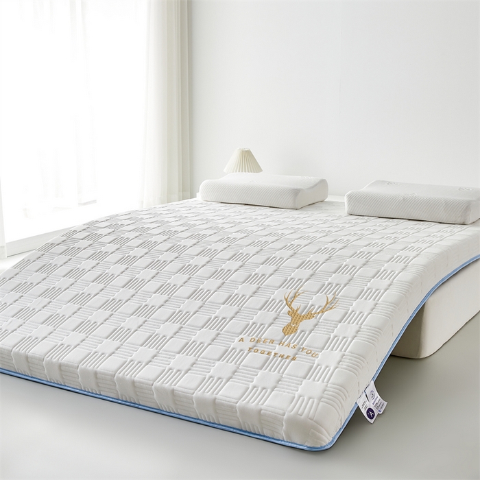 91家纺网 家纺一手货源 找家纺 美芝莱床垫 2025新款单边鹿头单边撞色床垫针织抗菌支撑床垫 单边鹿头-奶昔白（5.5cm）