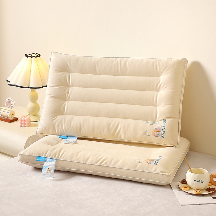 糖果枕芯 2025新款水晶绒枕芯双边单人宿舍枕头护颈定型枕头枕芯 云享护颈枕-米色