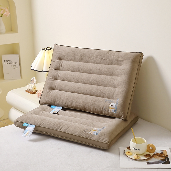 糖果枕芯 2025新款水晶绒枕芯双边单人宿舍枕头护颈定型枕头枕芯 云享护颈枕低枕-灰色