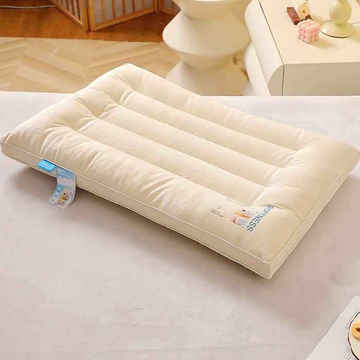 91家纺网 家纺一手货源 找家纺 糖果枕芯 2025新款水晶绒枕芯双边单人宿舍枕头护颈定型枕头枕芯 云享护颈枕低枕-米色