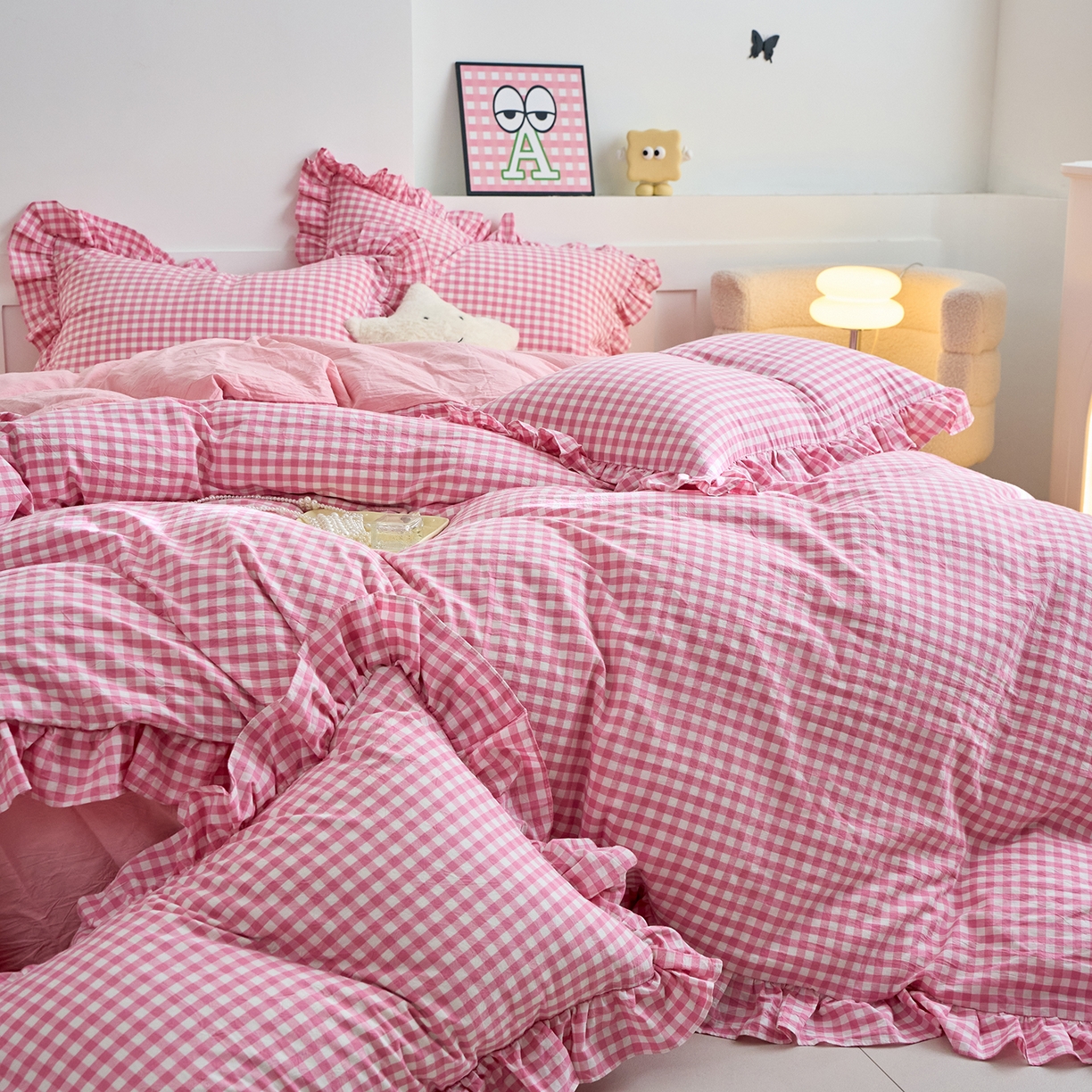 91家纺网 家纺一手货源 找家纺 （总）珂博家纺 2025新款韩版花边四件套纯棉全棉水洗棉四件套