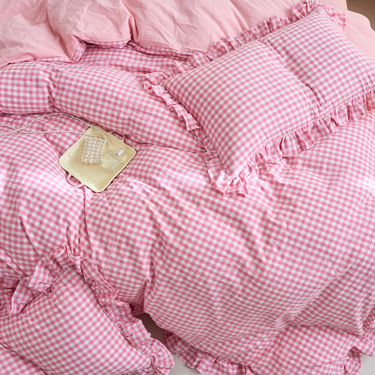 91家纺网 家纺一手货源 找家纺 （总）珂博家纺 2025新款韩版花边四件套纯棉全棉水洗棉四件套