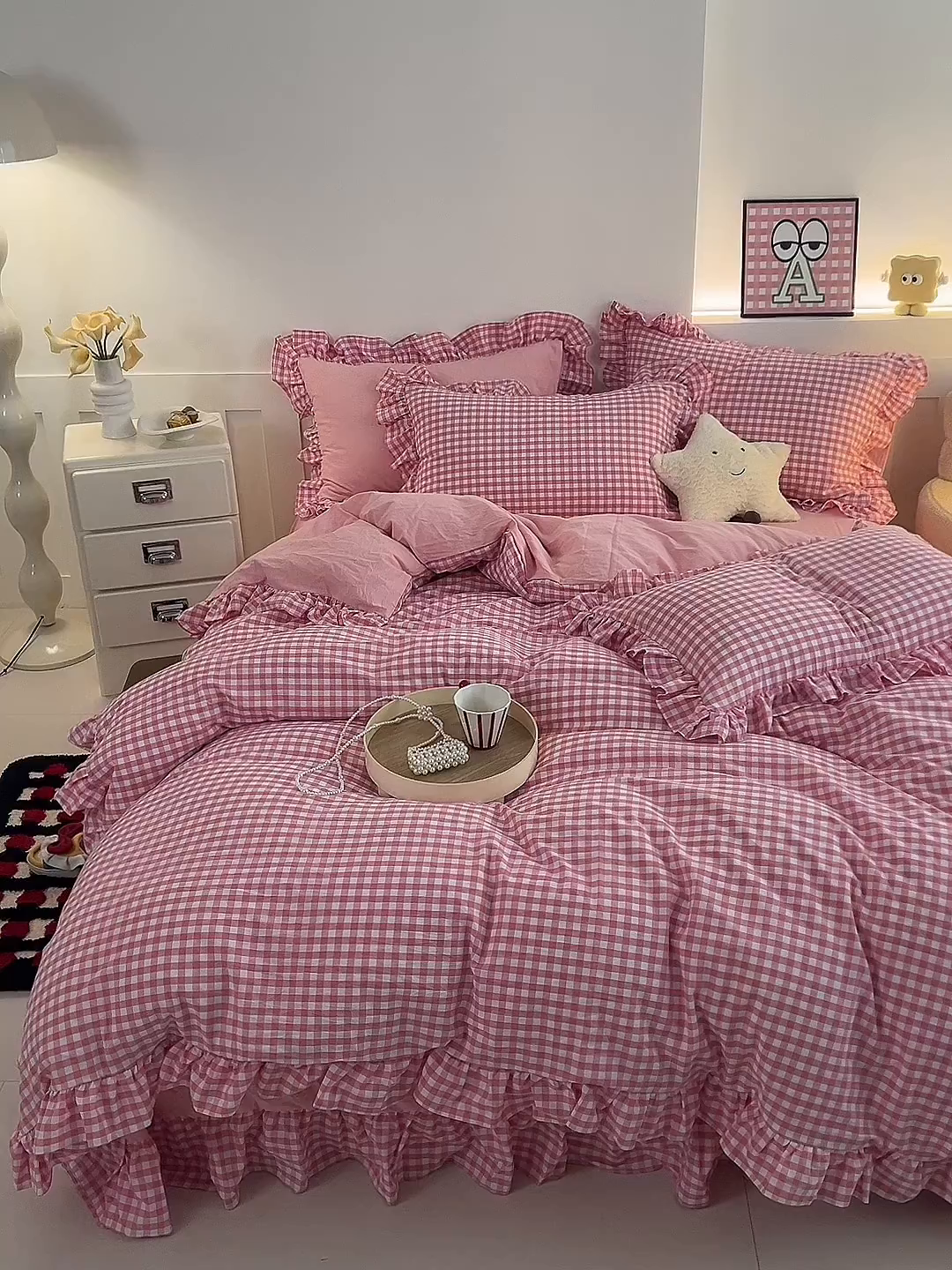 91家纺网 家纺一手货源 找家纺 （总）珂博家纺 2025新款韩版花边四件套纯棉全棉水洗棉四件套