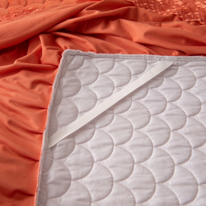 91家纺网 家纺一手货源 找家纺 默忆 2025新款宝宝绒蕾丝刺绣花边四件套 秋日橙