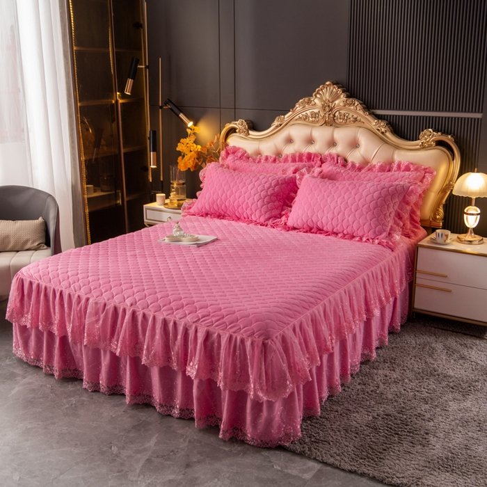 91家纺网 家纺一手货源 找家纺 （总）默忆 2025新款宝宝绒蕾丝刺绣花边四件套