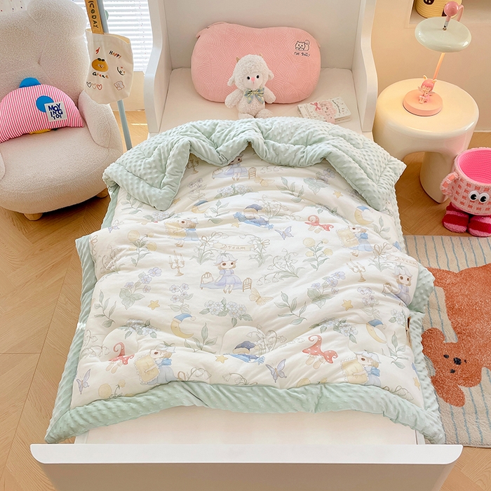 91家纺网 家纺一手货源 找家纺 丝涟家居 2025新款澳阳绒豆豆被系列 睡梦花园