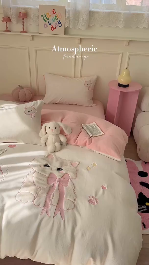 91家纺网 家纺一手货源 找家纺 （总）TT.one 塔塔家居 2025新款牛奶绒立体贴布绣四件套