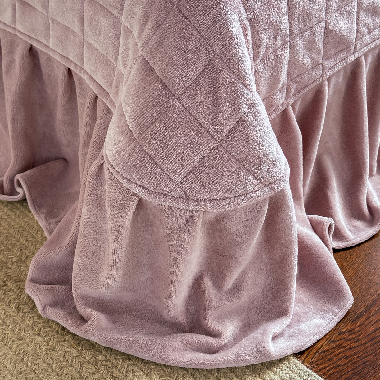 91家纺网 家纺一手货源 找家纺 TT.one 塔塔家居 2025新款牛奶绒毛巾绣床盖三件套 小狗-床盖豆沙