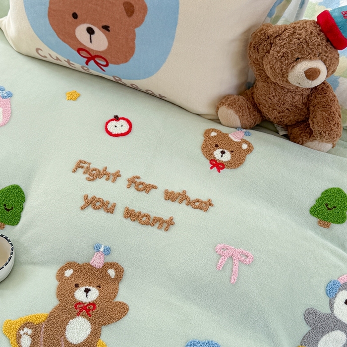 91家纺网 家纺一手货源 找家纺 （总）眠屿家纺 2025新款加厚牛奶绒毛巾绣四件套