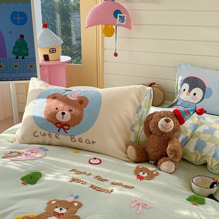 91家纺网 家纺一手货源 找家纺 （总）眠屿家纺 2025新款加厚牛奶绒毛巾绣四件套