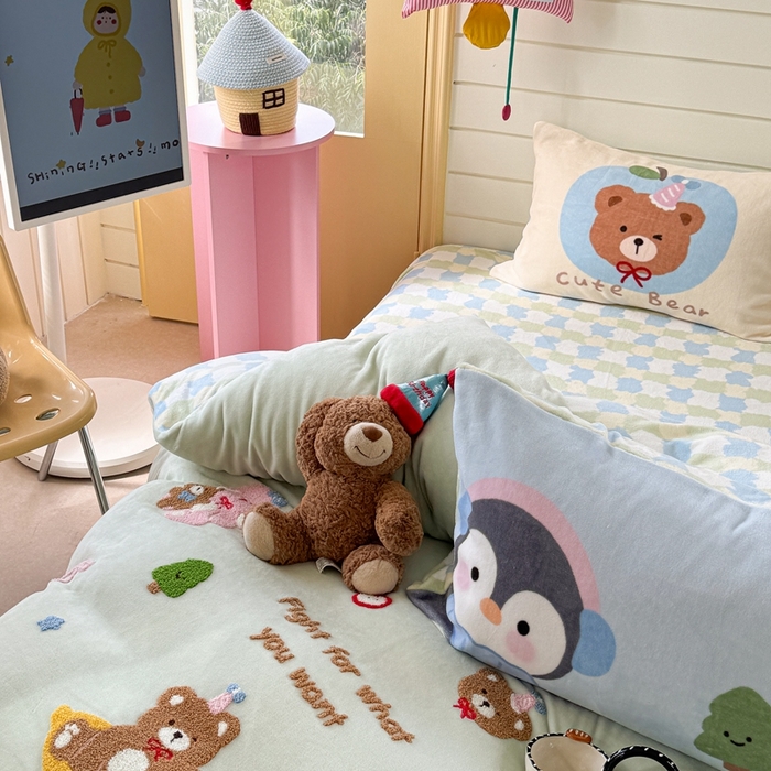 91家纺网 家纺一手货源 找家纺 （总）眠屿家纺 2025新款加厚牛奶绒毛巾绣四件套