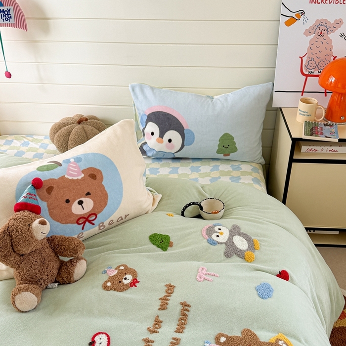 91家纺网 家纺一手货源 找家纺 （总）眠屿家纺 2025新款加厚牛奶绒毛巾绣四件套