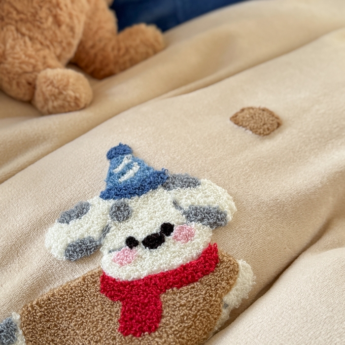 91家纺网 家纺一手货源 找家纺 （总）眠屿家纺 2025新款加厚牛奶绒毛巾绣四件套-绒球款