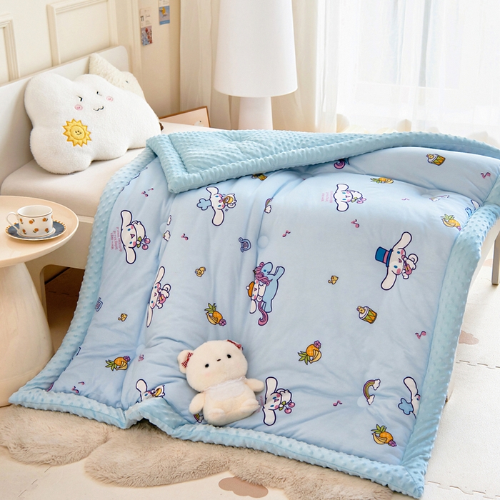 乐秀家纺 2025新款A类三丽鸥针织棉豆豆被 带激光防伪吊牌 菠萝玉桂狗