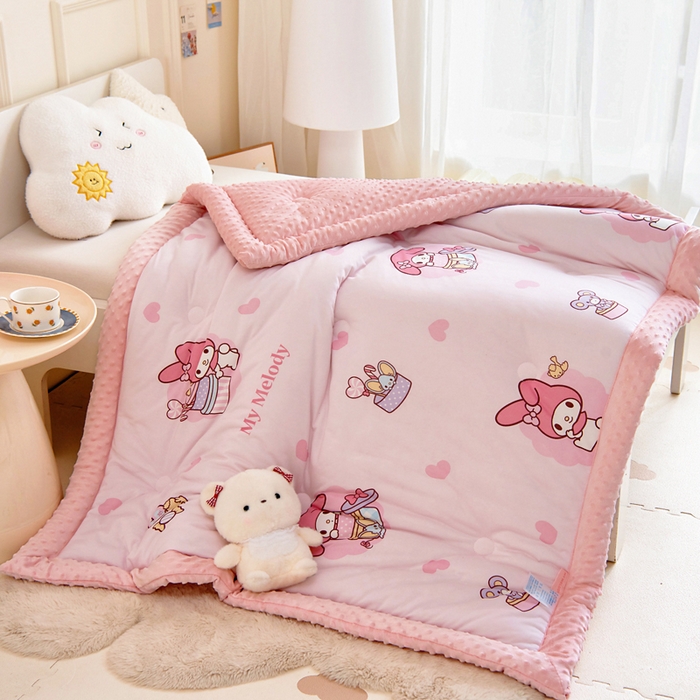乐秀家纺 2025新款A类三丽鸥针织棉豆豆被 带激光防伪吊牌 小熊美乐蒂