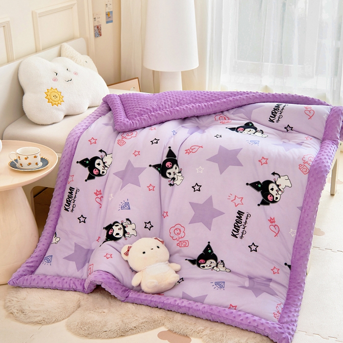 乐秀家纺 2025新款A类三丽鸥针织棉豆豆被 带激光防伪吊牌 星星库洛米