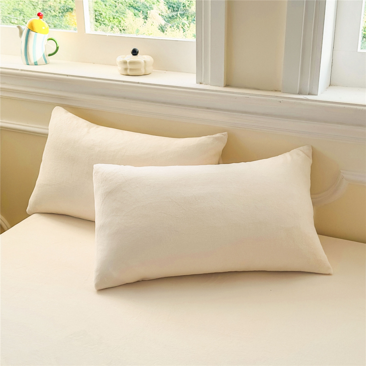 91家纺网 家纺一手货源 找家纺 佳笠家居 2025新款正宗250g全消光牛奶绒床笠 奶昔白