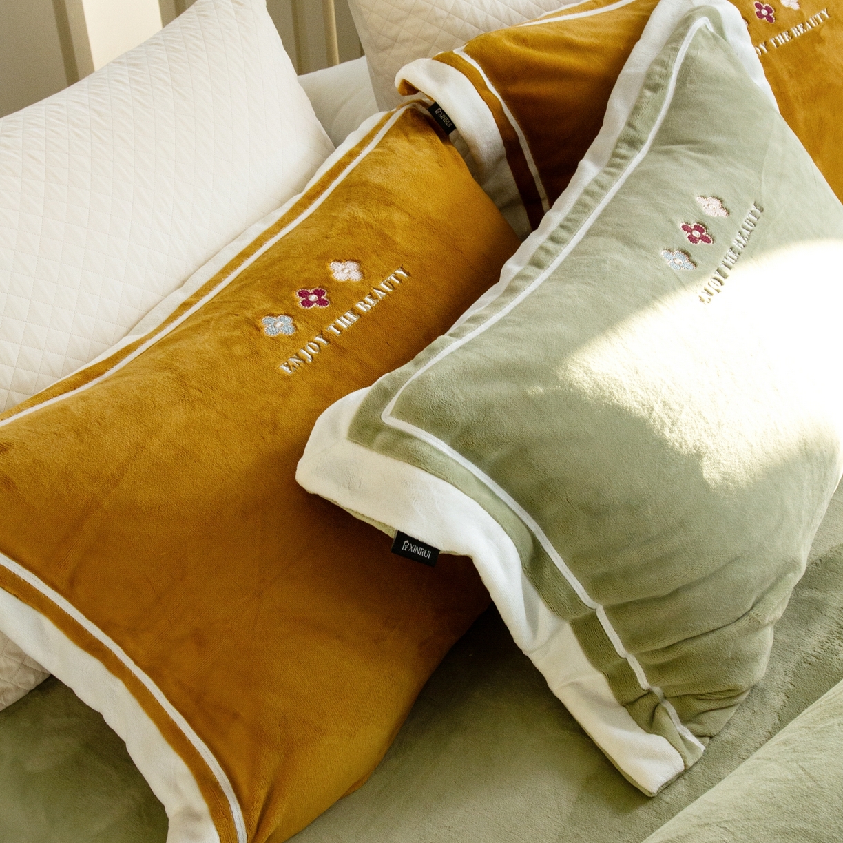 91家纺网 家纺一手货源 找家纺 馨蕊家居 2025新款秋冬轻奢煦暖绒系列-绒知禾 会员-10【券后控价358/378】  绒知禾-灰湖绿