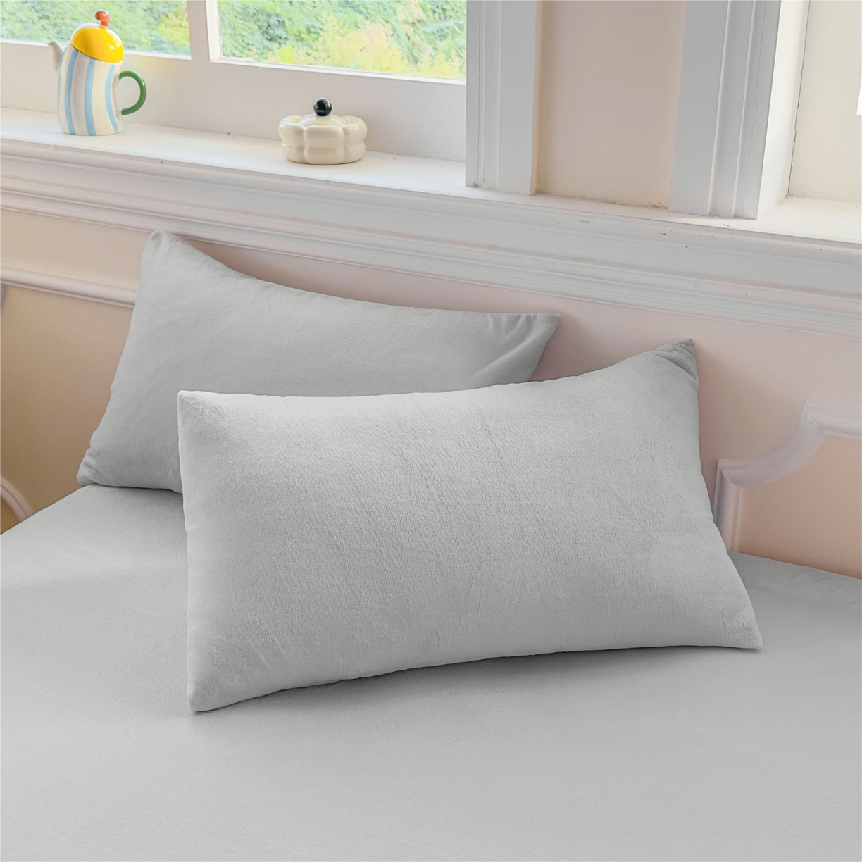 91家纺网 家纺一手货源 找家纺 佳笠家居 2025新款正宗250g全消光牛奶绒床笠 浅灰