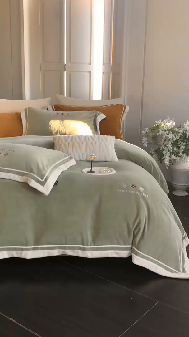 91家纺网 家纺一手货源 找家纺 馨蕊家居 2025新款秋冬轻奢煦暖绒系列-绒知禾 会员-10【券后控价358/378】  绒知禾-灰湖绿