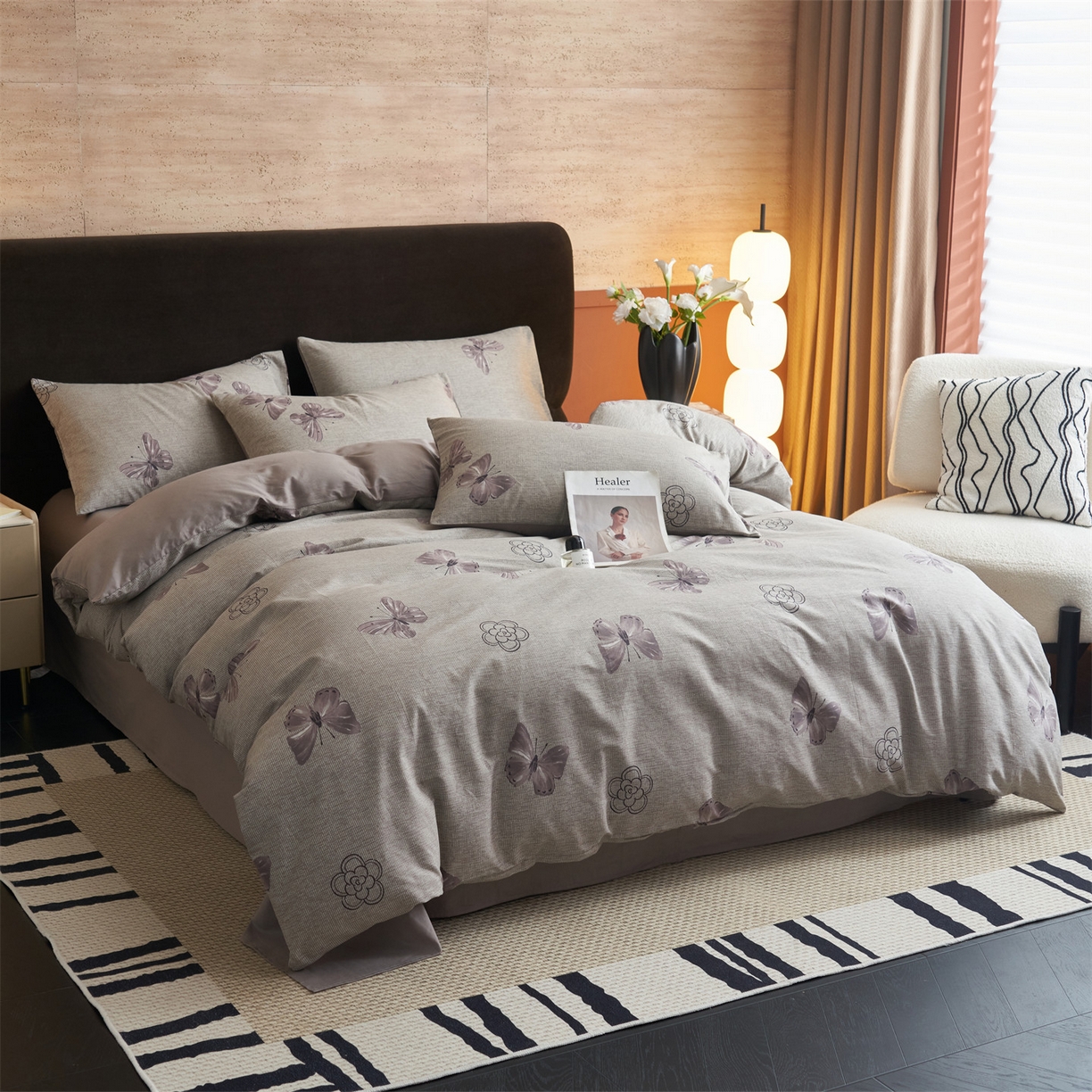 91家纺网 家纺一手货源 找家纺 恒爱家纺2025新款A类全棉印花四件套 蝶恋