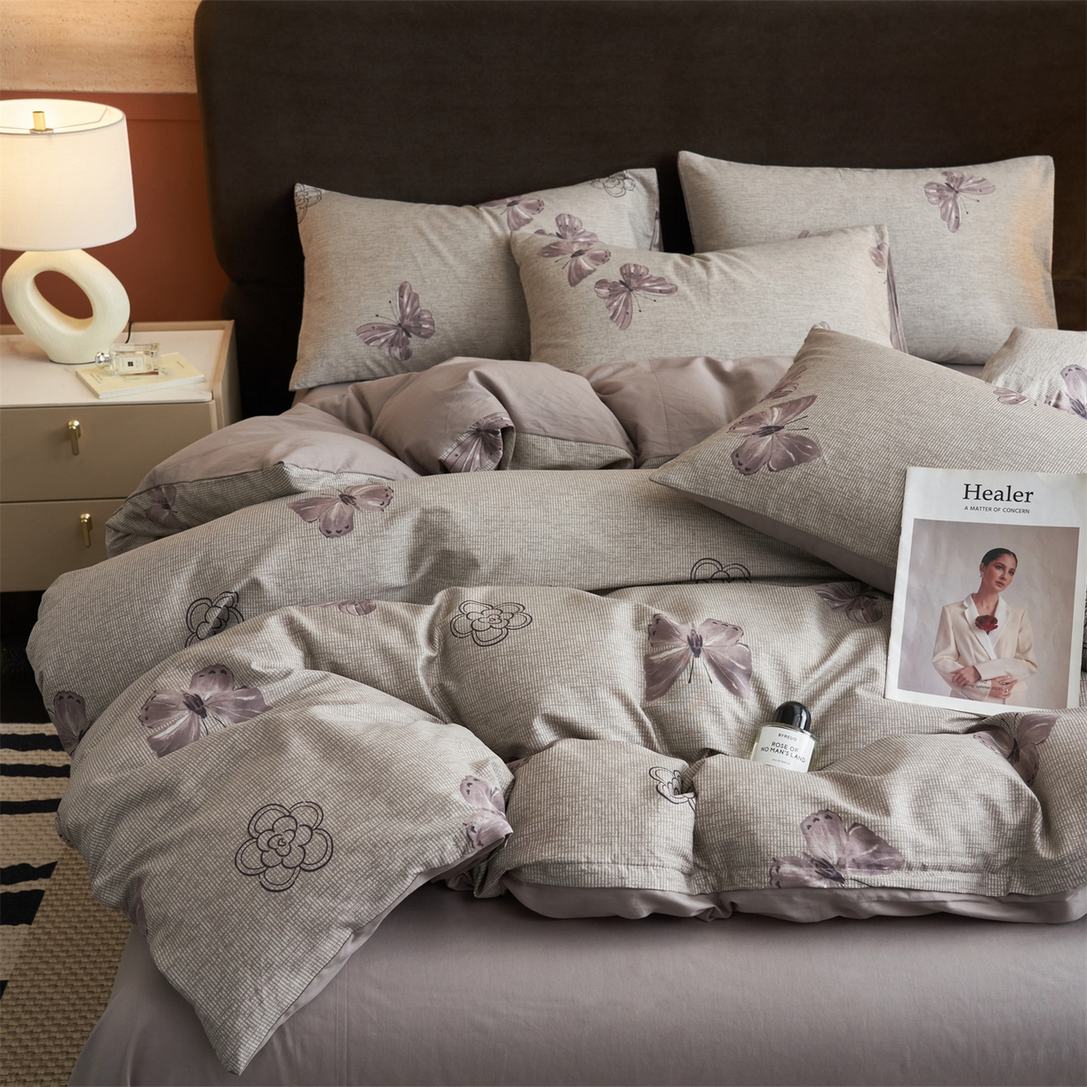 91家纺网 家纺一手货源 找家纺 恒爱家纺2025新款A类全棉印花四件套 蝶恋