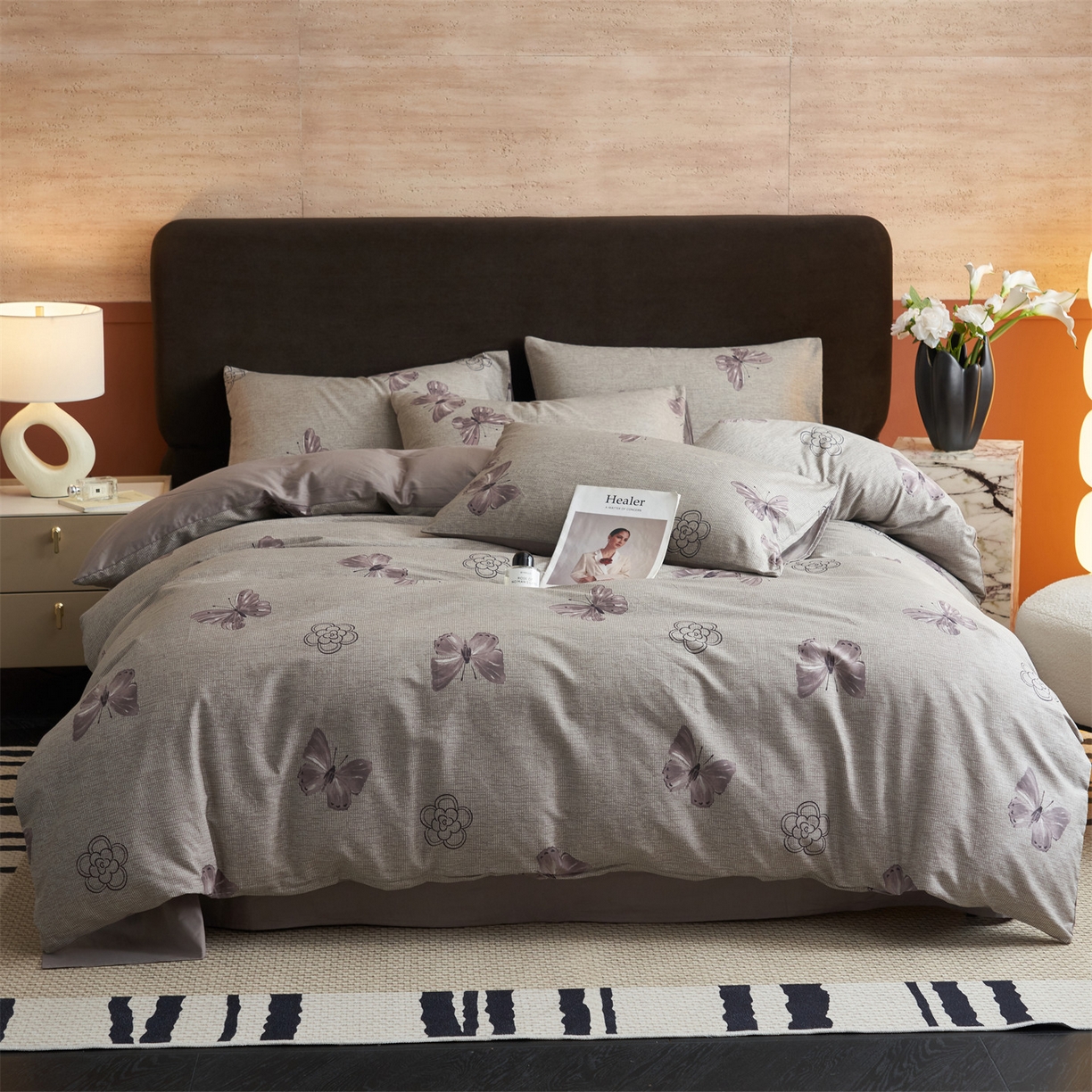 恒爱家纺2025新款A类全棉印花四件套 蝶恋