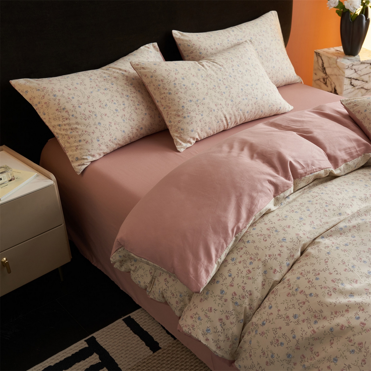 91家纺网 家纺一手货源 找家纺 恒爱家纺2025新款A类全棉印花四件套 繁花