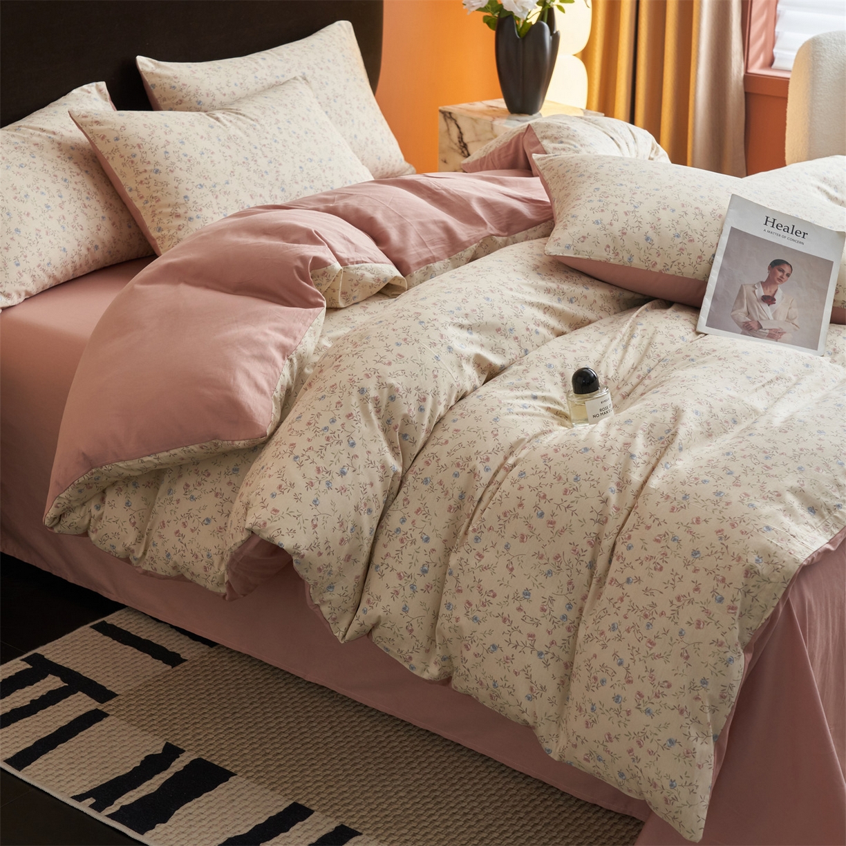 91家纺网 家纺一手货源 找家纺 恒爱家纺2025新款A类全棉印花四件套 繁花