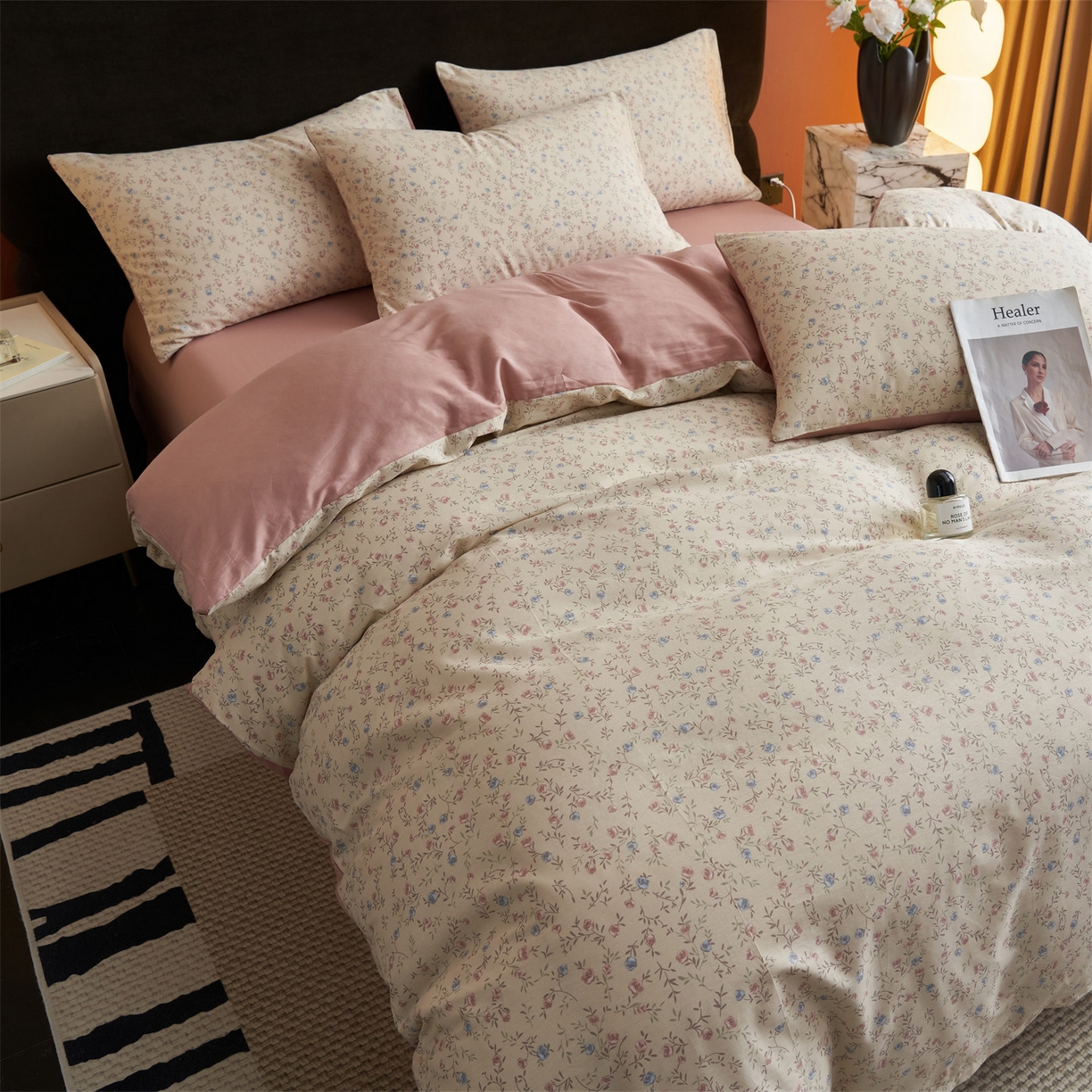 91家纺网 家纺一手货源 找家纺 恒爱家纺2025新款A类全棉印花四件套 繁花