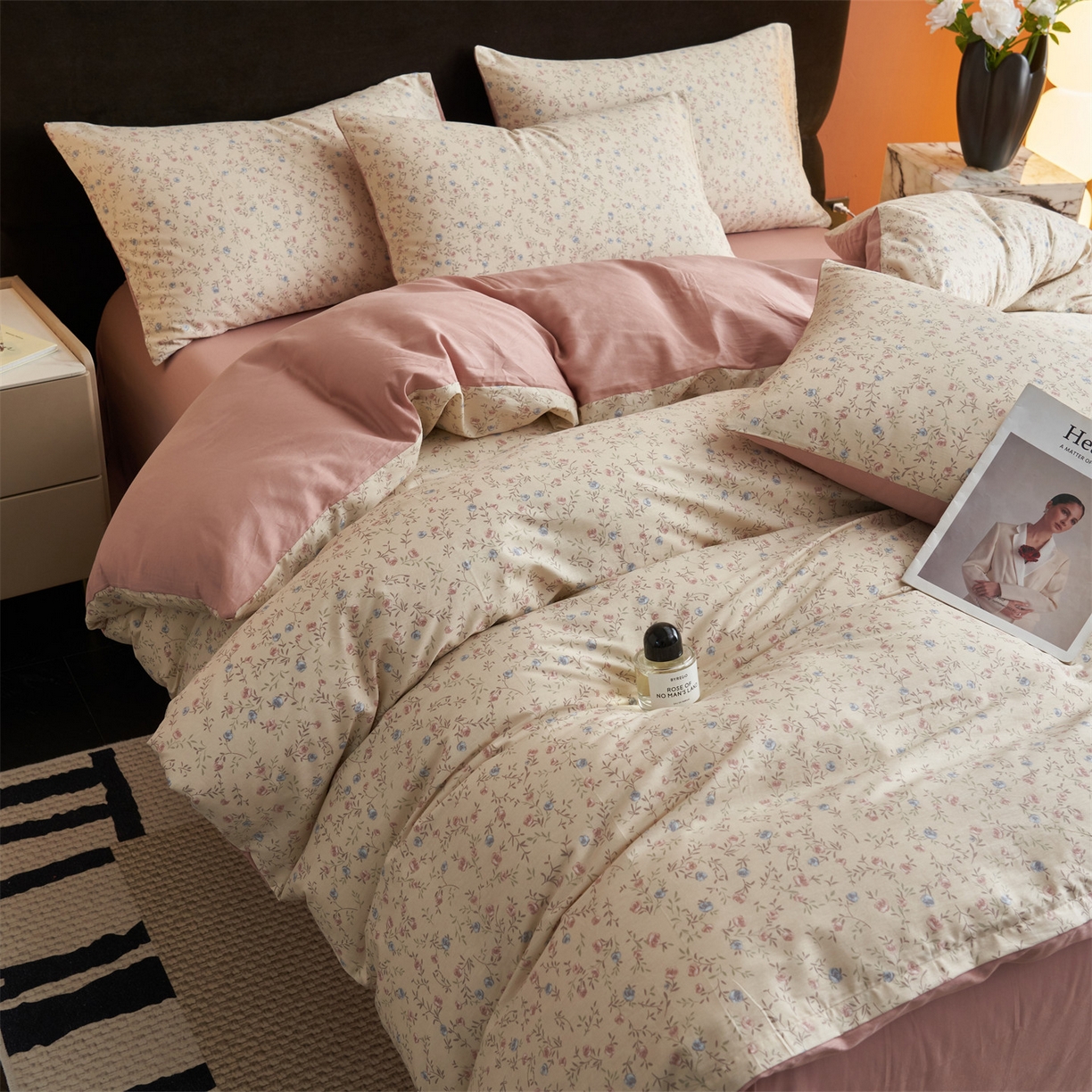 91家纺网 家纺一手货源 找家纺 恒爱家纺2025新款A类全棉印花四件套 繁花