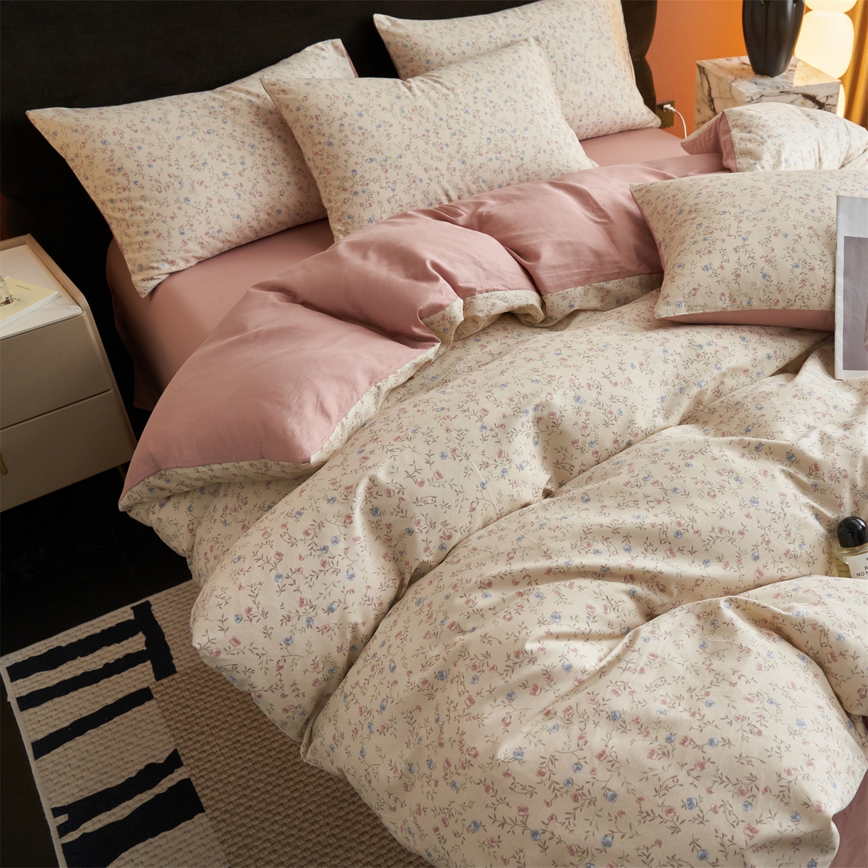 91家纺网 家纺一手货源 找家纺 恒爱家纺2025新款A类全棉印花四件套 繁花