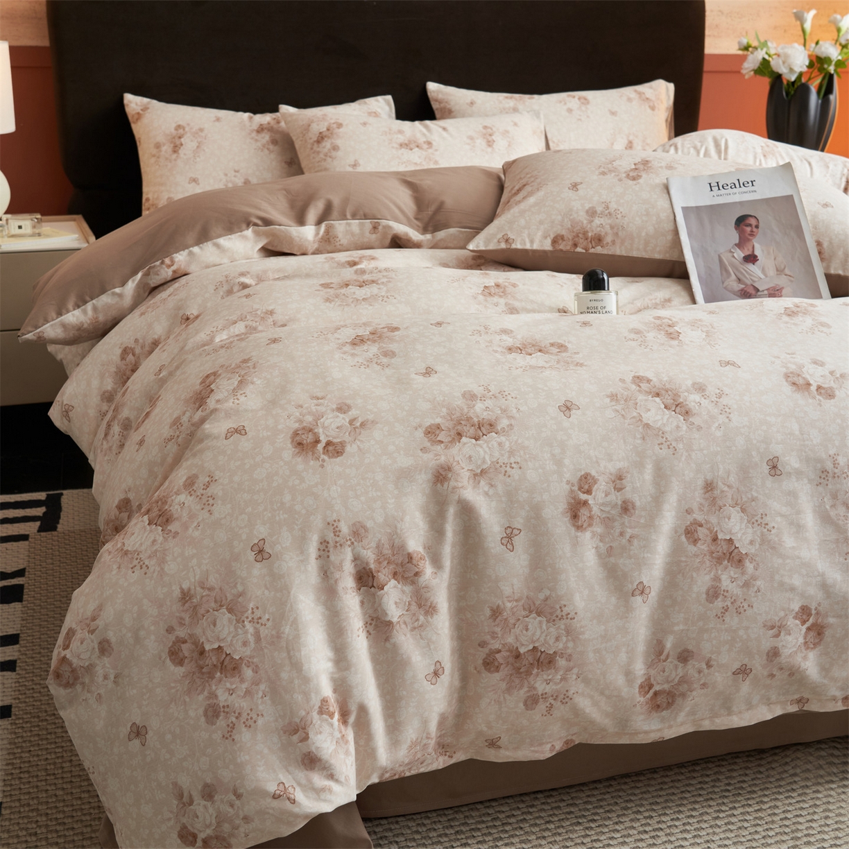 91家纺网 家纺一手货源 找家纺 恒爱家纺2025新款A类全棉印花四件套 风清月白