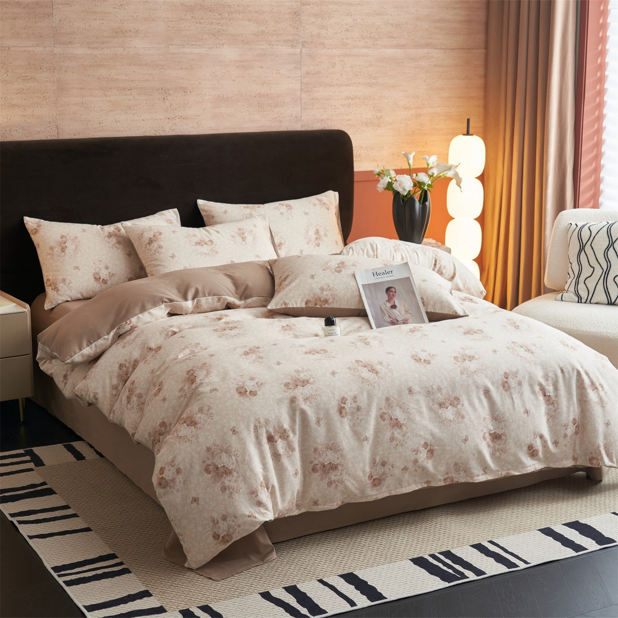 91家纺网 家纺一手货源 找家纺 恒爱家纺2025新款A类全棉印花四件套 风清月白