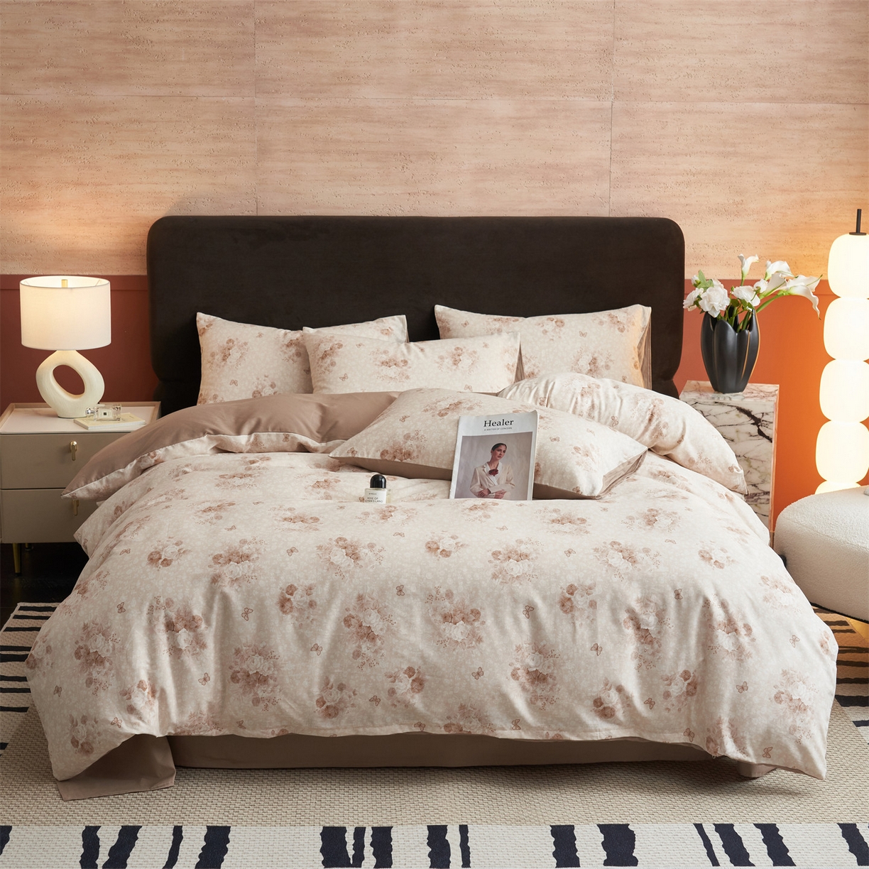 恒爱家纺2025新款A类全棉印花四件套 风清月白