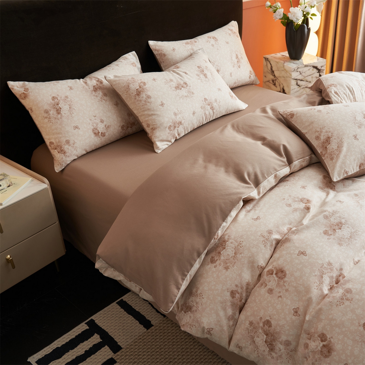 91家纺网 家纺一手货源 找家纺 恒爱家纺2025新款A类全棉印花四件套 风清月白