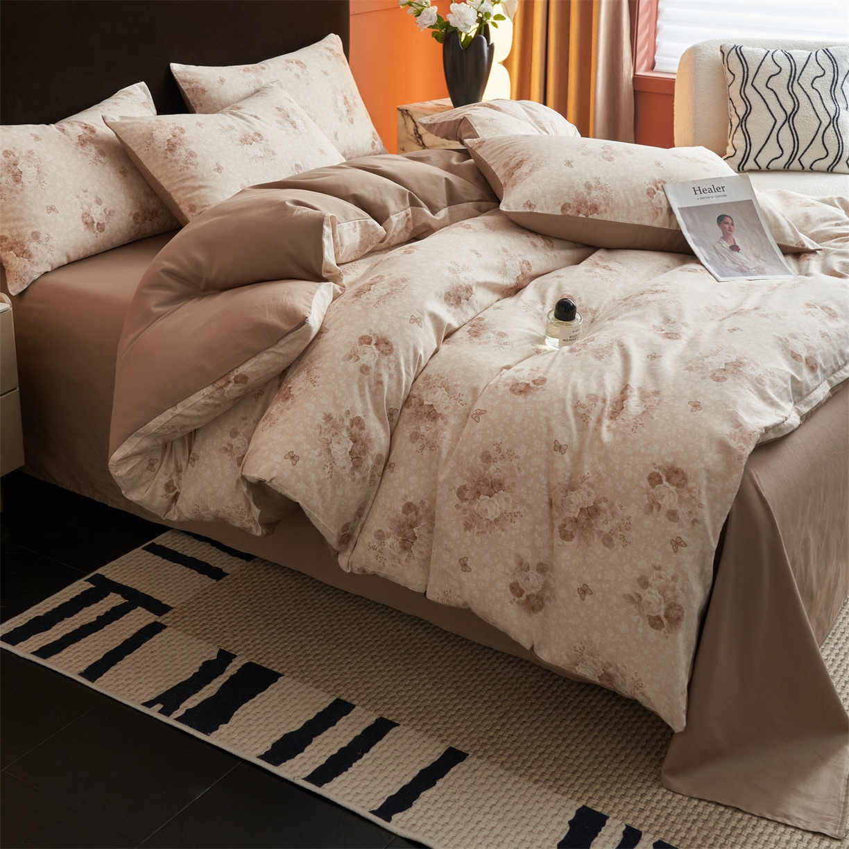 91家纺网 家纺一手货源 找家纺 恒爱家纺2025新款A类全棉印花四件套 风清月白